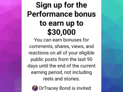 Breaking news trending Exclusive! Meta’s Top 3% Rising Digital #DO7E Content Creator this week: Dr. Tracey Bond Invited by Meta for $30,000 Performance Bonus Opportunity